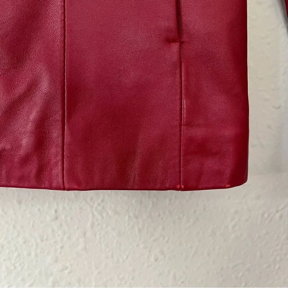 SIENA 100% Leather Red Blazer Jacket| Size 6 - Picture 13 of 14